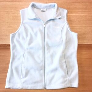 Columbia Benton Spring Fleece Vest Womens L Light Blue Full Zip Layering Outdoor